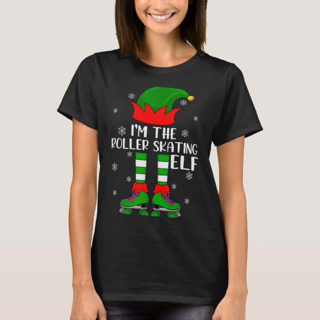 Funny Matching Group The Roller Skating Elf Christ T Shirt (Framsida)
