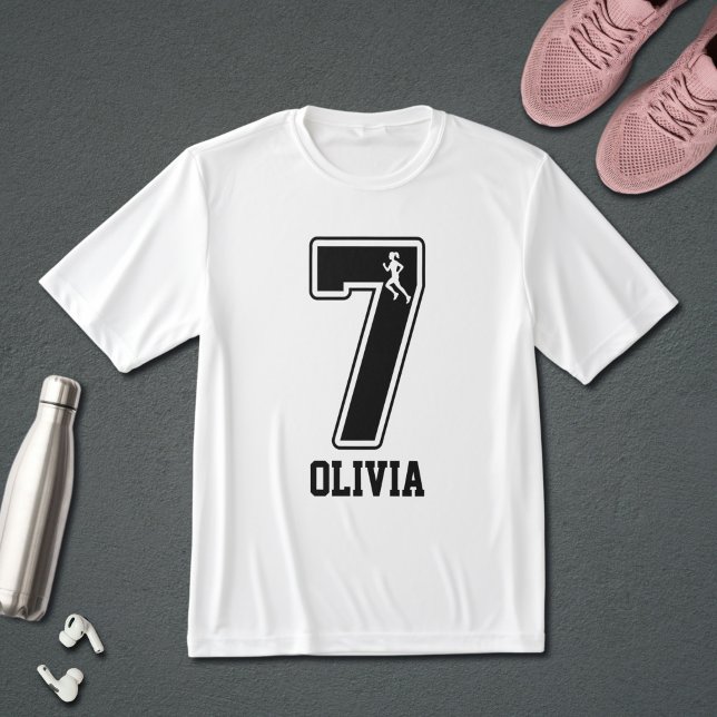 Funny Matching Number 7 Couple Running Custom Name T Shirt (Skapare uppladdad)