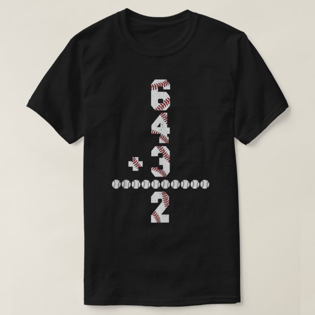 Funny Math 6 4 3 2 Baseball Älskare Player Graphic T Shirt (Design framsida)