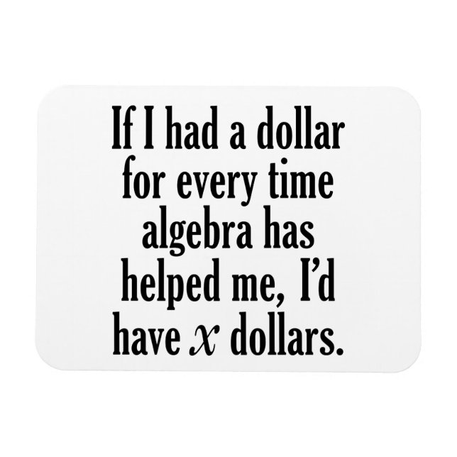 Funny Math/Algebra Quote - jag skulle ha x dollar Magnet (Horisontell)