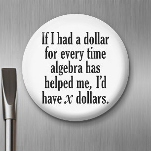 Funny Math/Algebra Quote - jag skulle ha x dollar Magnet