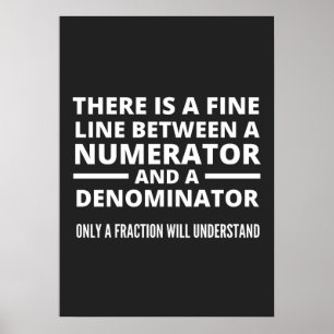 Funny Math BRA LINE NUMERATOR DENOMINATOR Poster