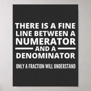 Funny Math BRA LINE NUMERATOR DENOMINATOR Poster