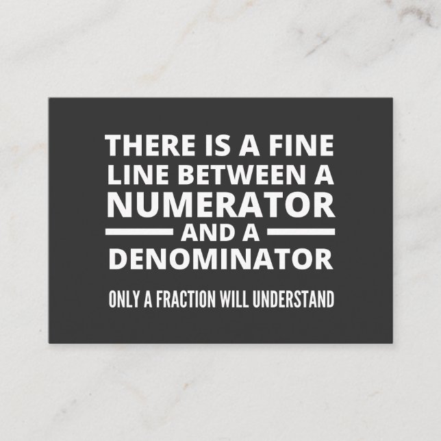 Funny Math BRA LINE NUMERATOR DENOMINATOR Visitkort (Framsida)