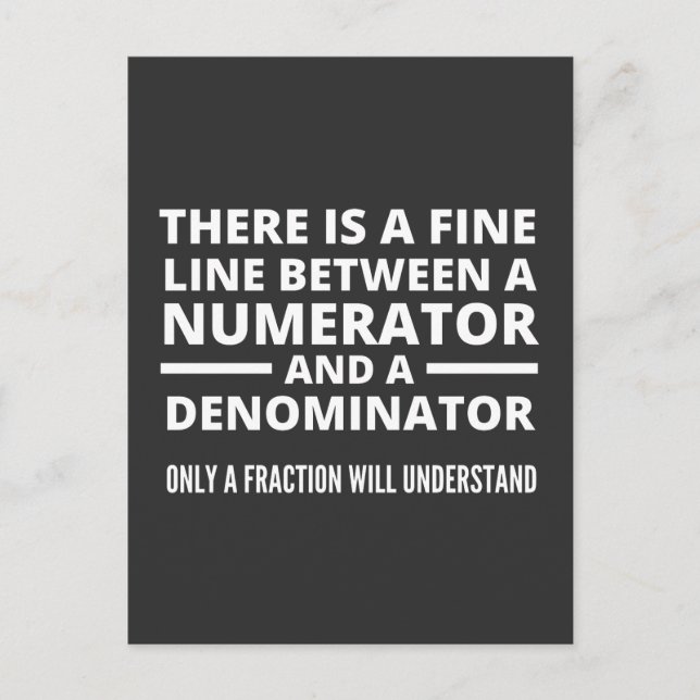 Funny Math BRA LINE NUMERATOR DENOMINATOR Vykort (Framsida)