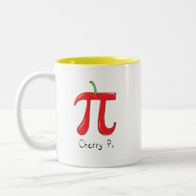 Funny Math Cherry Pi Symbol Två-Tonad Mugg (Vänster)