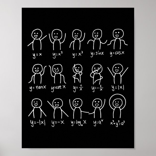 Funny Math Dances Lycklig Ansikte Sketch Algebra H Poster (Framsidan)