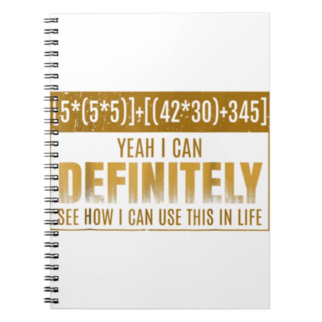 Funny Math Equation T-Shirt I Hate Math Puns Stude Anteckningsbok (Framsidan)