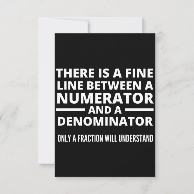 Funny Math  FINE LINE NUMERATOR DENOMINATOR Anteckningskort (Framsida)