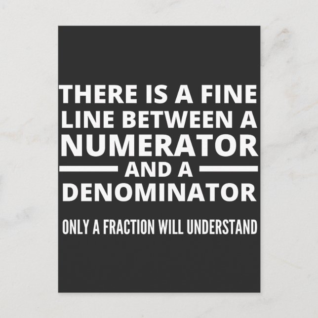 Funny Math  FINE LINE NUMERATOR DENOMINATOR Helg Vykort (Framsida)