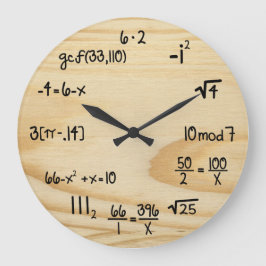 Funny Math Geek - "wood grain" Stor Klocka