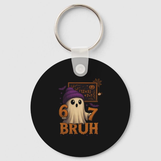 Funny Math Ghost 67 Bruh Halloween Meme Teacher Eq Nyckelring (Framsida)