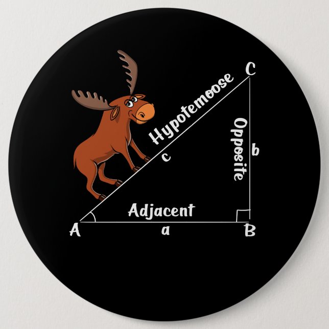 Funny Math Hypotemoose Geometry Moose Joke Pun Knapp (Framsida)