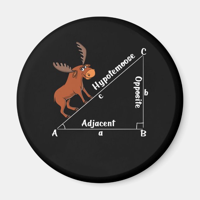 Funny Math Hypotemoose Geometry Moose Joke Pun Magnet (Framsidan)