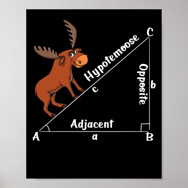 Funny Math Hypotemoose Geometry Moose Joke Pun Poster (Framsidan)