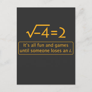 Funny Math Joke - imaginärt nummer saknas Vykort