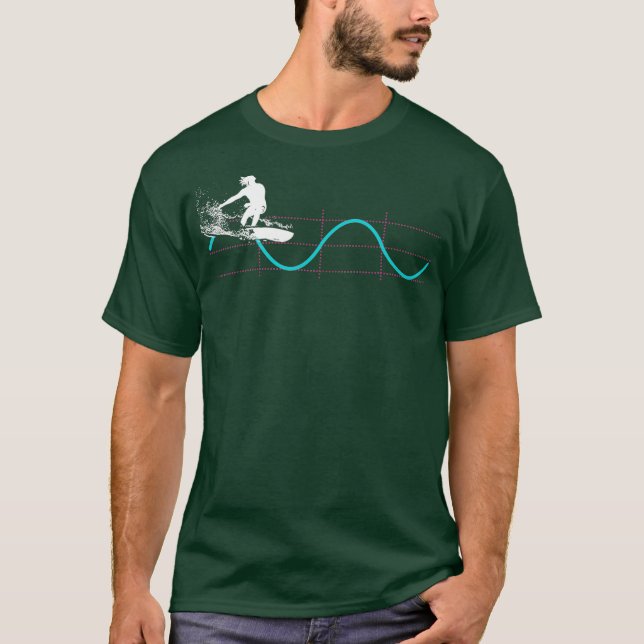 Funny Math Physics Sine Vågar Surfer T Shirt (Framsida)