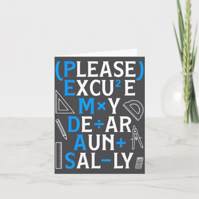 Funny Math Rules Pemdas Pun Teachers Math Day  Kort (Framsida)