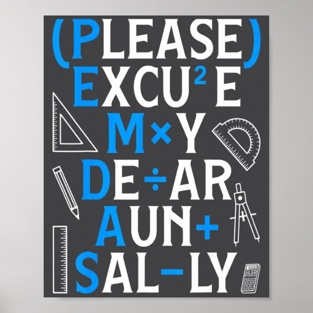 Funny Math Rules Pemdas Pun Teachers Math Day  Poster (Framsidan)