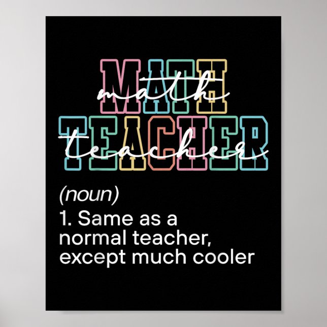 Funny Math Teacher Definition Back To School First Poster (Framsidan)