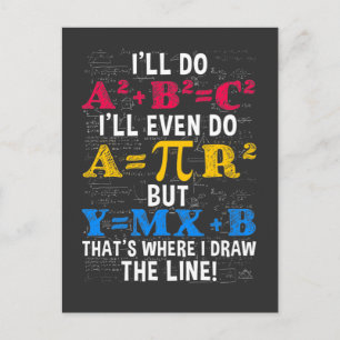 Funny Math Teacher Humor Algebra Mathematics Joke Vykort