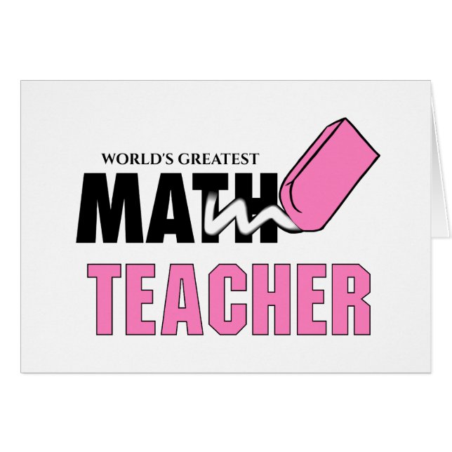 Funny Math Teacher Rosa Eraser Hälsningskort (Framsidan Horizontal)