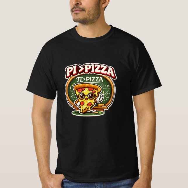 Funny Math Teacher Shirt – Pi Greater Than Pizza T (Framsida)
