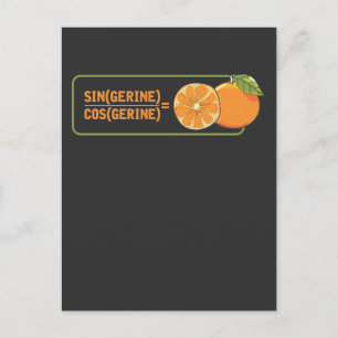 Funny Math Teacher Tangerine matematics Pun Vykort