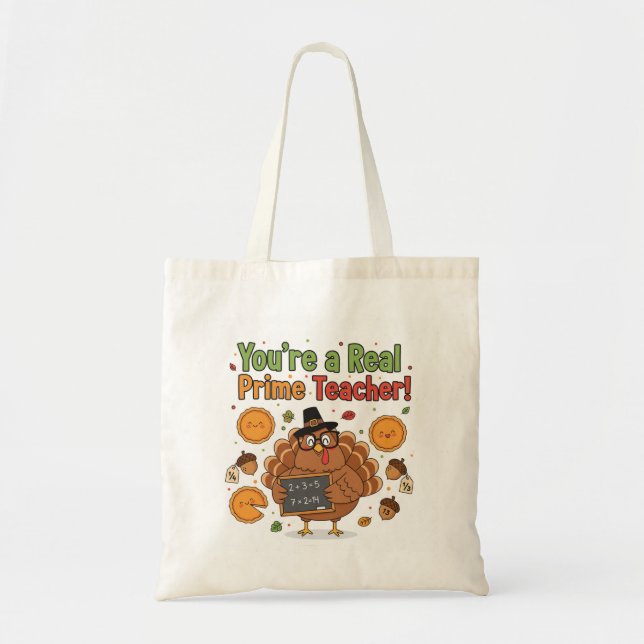 Funny Math Teacher Thanksgiving Tote Bag – Turkey Tygkasse (Framsidan)