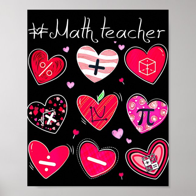 Funny Math Teacher Valentindagen Pi Math Älskare Poster (Framsidan)