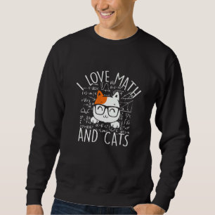 Funny Math Tees I Kärlek Math and Cats Lång Ärmad Tröja