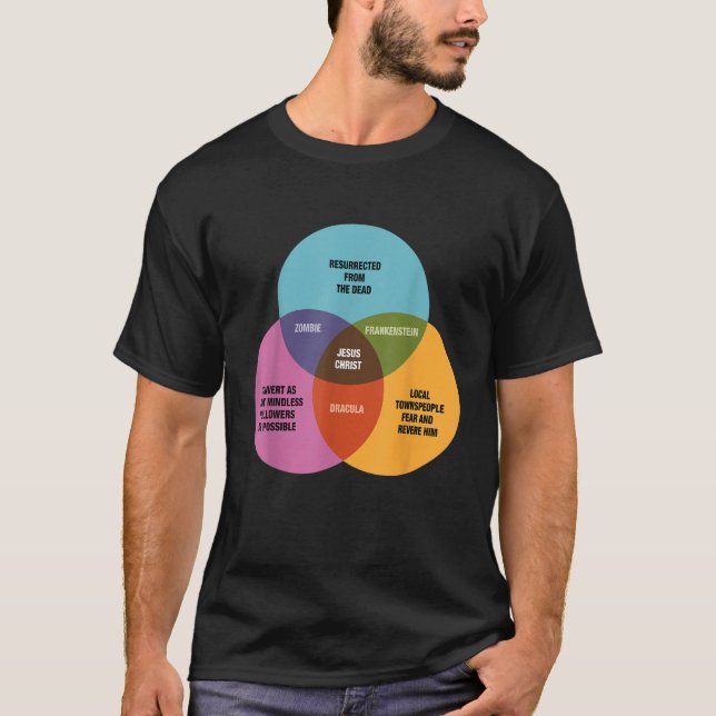Funny Math Venn Diagram Jesus Zombie Dracula Frank T Shirt (Framsida)