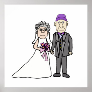 Funny Mature Bride and Groom Bröllop Seniors Poster