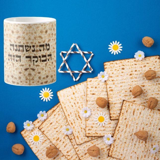 Funny Matzah Hebrew "Morsa Nishtana" Passover Kaffemugg (Skapare uppladdad)