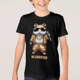 Funny MC Hamster Rapper med Golden Baggy Byxor T Shirt