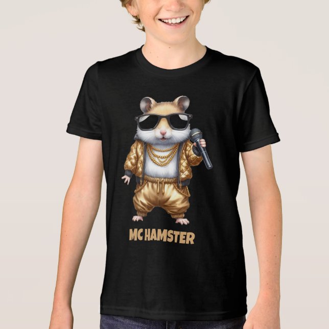 Funny MC Hamster Rapper med Golden Baggy Byxor T Shirt (Framsida)
