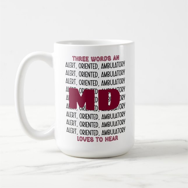 Funny MD Alert Anpassningsbar CNA/LPN/EMT/PA/RN/RT Kaffemugg (Vänster)