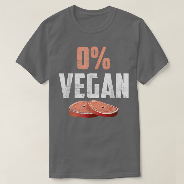 Funny Meat Eater 0 Vegan BBQ  T Shirt (Design framsida)