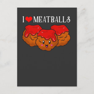 Funny Meatball älskare Kawaii Food Fläkt Vykort
