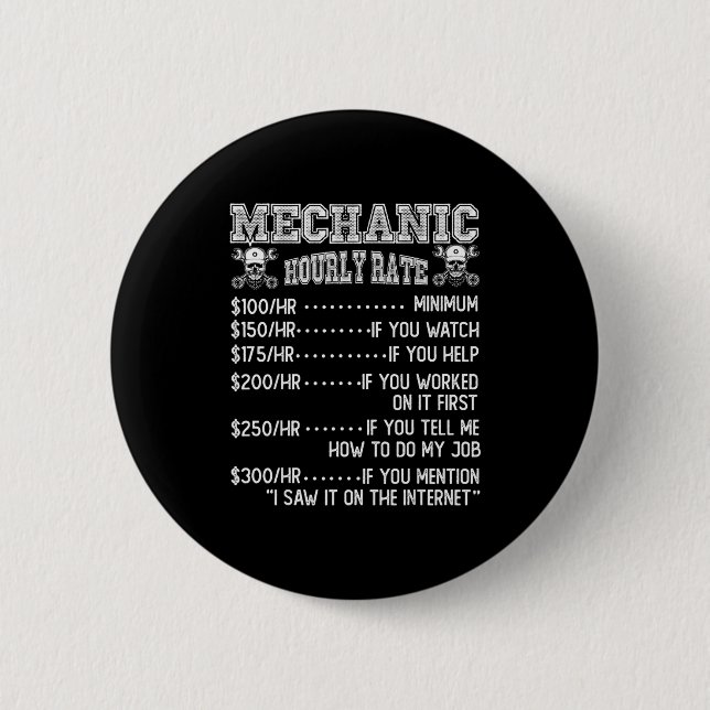 Funny Mechanic Hourly Rate Joke Design  Knapp (Framsida)
