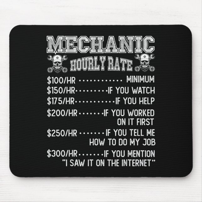 Funny Mechanic Hourly Rate Joke Design  Musmatta (Framsidan)