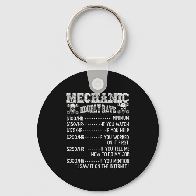 Funny Mechanic Hourly Rate Joke Design  Nyckelring (Framsida)