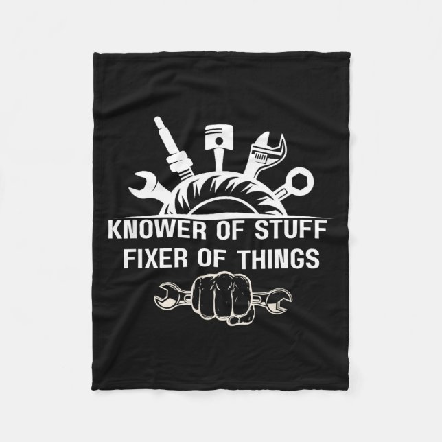 Funny Mechanic Quote Knower Of Stuff Fixer Of Thin Fleecefilt (Framsidan)