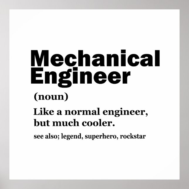 Funny Mechanical Engineer Definition Engineering Poster (Framsidan)