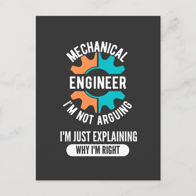 Funny Mechanical Engineer, Mechanical Engineering Vykort (Framsida)