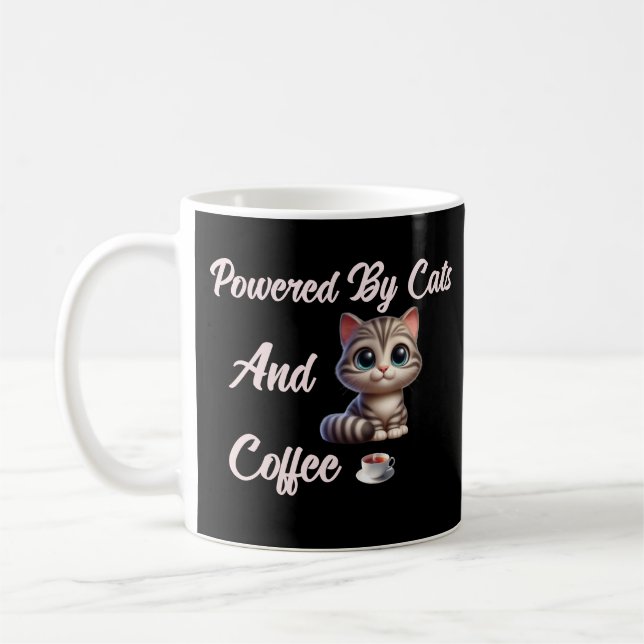 Funny med katt och kaffe kaffemugg (Vänster)