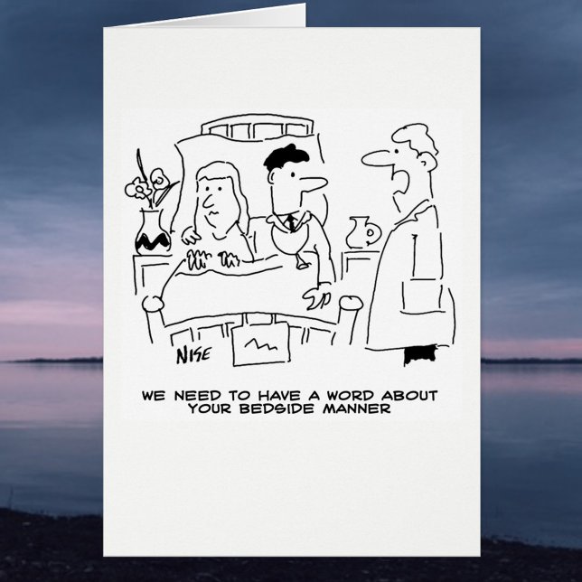 Funny Medical Tecknad Doktor Bedside Manner Hälsningskort (Skapare uppladdad)