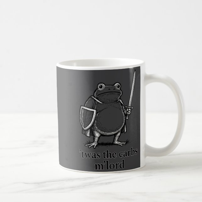 Funny Medieval Frog Meme Carbs Knight M'lord Quote Kaffemugg (Höger)