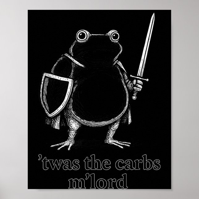 Funny Medieval Frog Meme Carbs Knight M'lord Quote Poster (Framsidan)