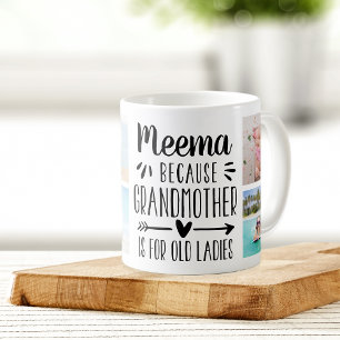 Funny Meema Grandchildren Namn & Photo Collage Kaffemugg